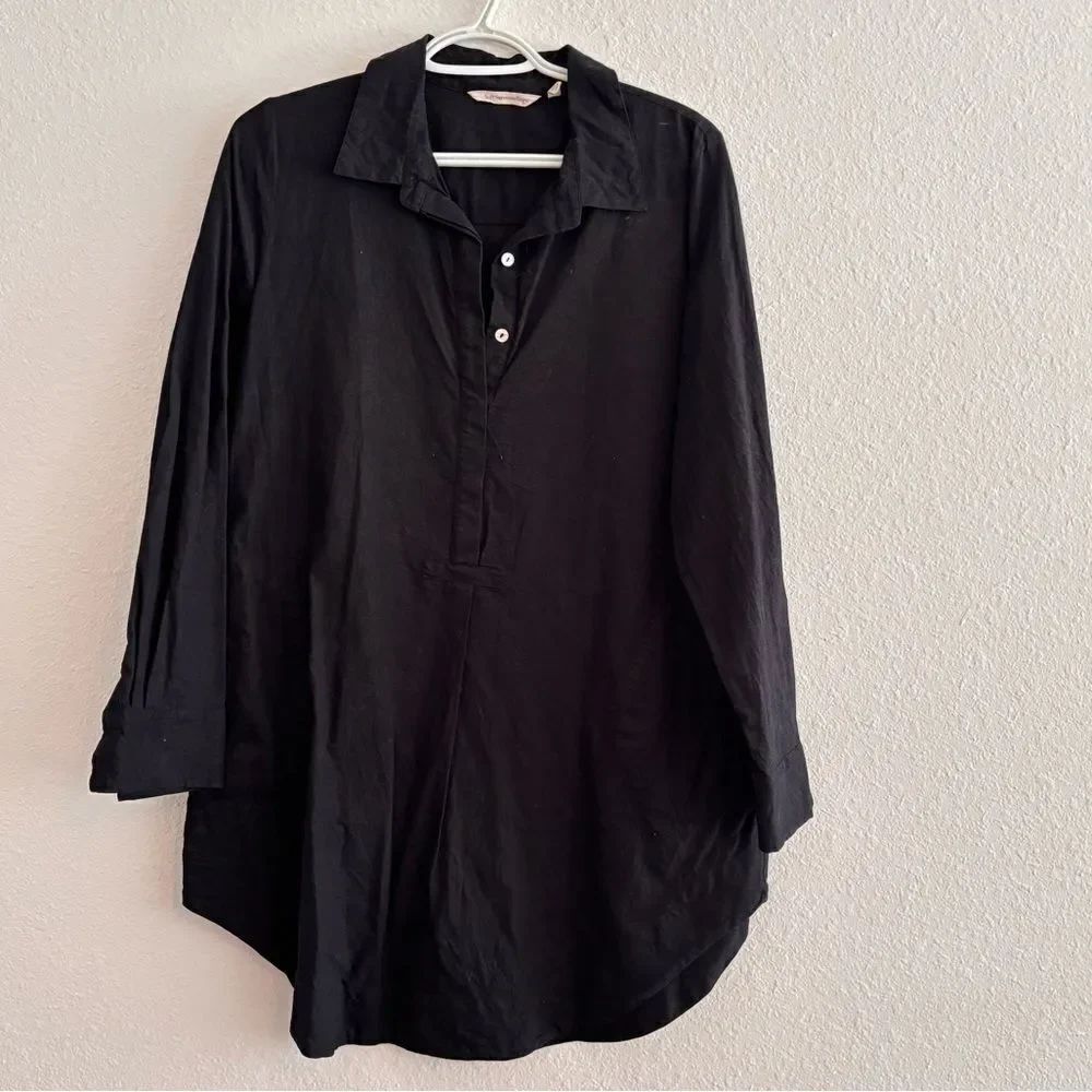 Soft Surroundings Black Tunic 100% Cotton Size Large